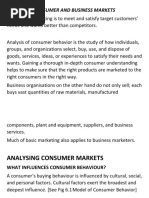 Analysing Customers - Consumer Markets