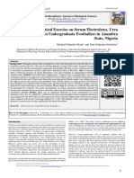 Effect of Physical Exercise On Serum Electrolytes Urea and Creatinine in Undergraduate Footballers in Anambra State