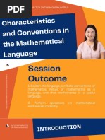 Characteristics and Convention in The Mathematics Language