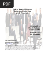 Role of Board of Directors