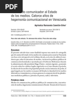 Del Estado Comunicador Al Estado de Los Medios. Catorce Años de Hegemonía Comunicacional en Venezuela