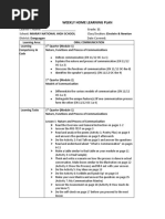 Weekly Home Learning Plan 1