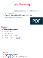 Factoring Part 2 Diff 2 SQJ Sum and Diff of 2 Cubes Year2