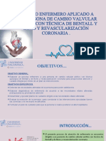 Proceso Enfermero Aplicado A Una Persona de Cambio Valvular Aórtico Con Técnica de Bentall y Bono y Revascularización Coronaria .