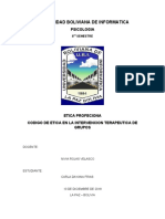 Codigo de Etica en La Intervencion Terapeutica de Grupos