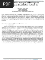 Impact of Weed Management Strategies On Performance of Lentil (Lens Culinaris L.)