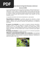 La Ley Del Sistema Nacional de Seguridad Alimentaria y Nutricional