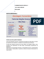 Teoria Das Relações Humanas Conteúdo e Exercícios