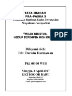 Liturgi Ibadah Minggu, 2 April 2017 Pra-Paska5 - Baptis-Sidi - AOJ ASP BOBA