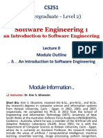 CS251 Intro. To SE (0) Module Outline - An Intro. To SE