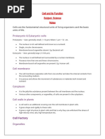 Cell and Its Function Class 8 Notes