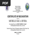 Certificate of Recognition: Michelle Mae A. Rivera