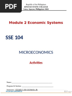 Microeconomics Module 2 Activity