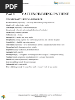 Patience/Being Patient: Vocabulary/ Lexical Resource