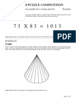 PQRST 08 Puzzle Competition Equate: PUZZLE 01 (10 Points Penalty For A Wrong Answer) 30 Points