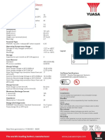 Yuasa Technical Data Sheet: The World's Leading Battery Manufacturer