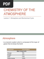 Chemistry of The Atmosphere: Lecture 1: Atmosphere and Biochemical Cycle