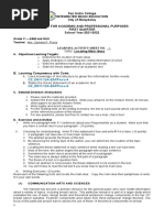 San Isidro College Integrated Basic Education City of Malaybalay English For Academic and Professional Purposes First Quarter School Year 2021-2022