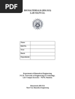 Biomaterials (Bm-313) Lab Manual: Name Roll No. Year Batch Department