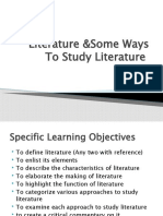 Literature &some Ways To Study Literature