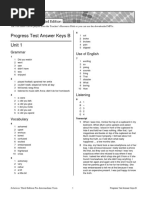 Progress Test Answer Keys B