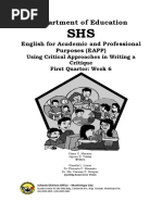 Department of Education: English For Academic and Professional Purposes (EAPP)