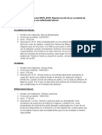 Reporte Escrito de Un Accidente de Trabajo, Un Incidente y Una Enfermedad Laboral.