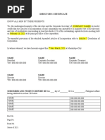 Director's Certificate - Dissolution of Corporation