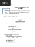 Lesson 1: Linear Inequalities in One Variable