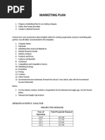 Marketing Plan: Demand & Supply Analysis Projected Demand Year of Operation Total Projected Demand