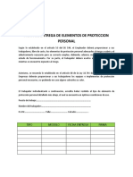 Ficha de Entrega de Elementos de Proteccion Personal