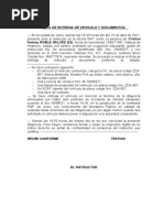 Acta de Entrega de Vehiculo y Documentos.