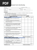 Evaluation Tool For Video Recording: Instructions