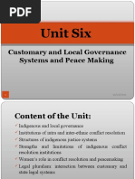 Unit Six: Customary and Local Governance Systems and Peace Making