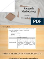 Research Methodology: Week 9 October 11-15, 2021