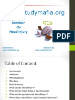 Seminar On Head Injury: Submitted To: Submitted by