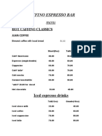 Caffino Espresso Bar Menu