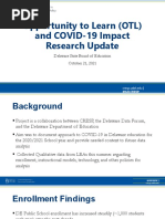 Opportunity To Learn (OTL) and COVID-19 Impact Research Update