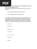 Factores Que Afectan El Diseño de Una Red de Distribución