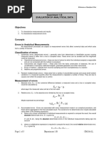 Experiment 1-B Evaluation of Analytical Data