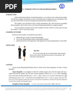 Module 5: Introduction To Linear Programming