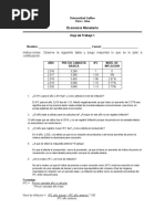 Hoja de Trabajo 1 y 2 Economia Monetaria.