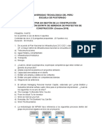 Evaluación Escrita Gerencia de Proyectos de Construcción - MACO - UTP - Octubre 2018