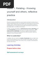 Week 1: Relating - Knowing Yourself and Others, Reflective Practice