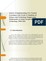 Effects of Implementing New Normal Learning To The Grade 12 Students