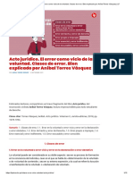 Acto Jurídico. El Error Como Vicio de La Voluntad. Clases de Error. Bien Explicado Por Aníbal Torres Vásquez - LP