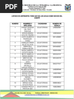 Listado de Aspirantes A Socios Del Comite