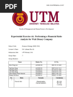 Experiential Exercise 4A: Performing A Financial Ratio Analysis For Walt Disney Company