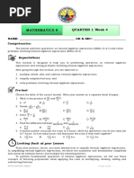 Mathematics 8 Quarter 1 Week 4: NAME: - GR & SEC: - Competencies