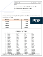 Stress Pattern: Worksheet For Practice No. 3 CLASS:10A1